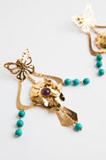 24K Gold Amethyst and Turquoise Paz Butterfly Earrings