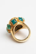 24K Gold Citrine and Turquoise Cocktail Ring