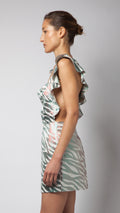 Zebra Print Ruffle Apron Dress