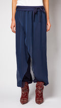 Navy Silk Tie Front Pant (Backorder)