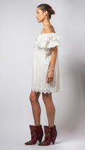 Cotton Ruffle Off The Shoulder Dress